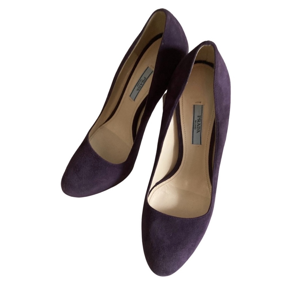 Purple suede Prada pumps